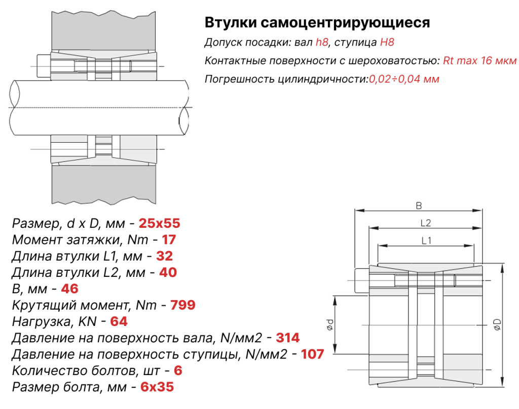 Чертеж втулка зажимная 25х55 Чертеж втулка зажимная 25х55
